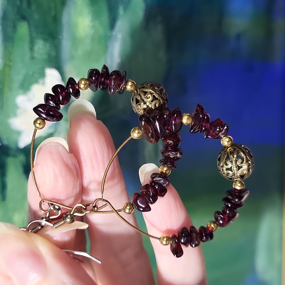 Genuine Garnet Gem Earrings ~ January Birthstone